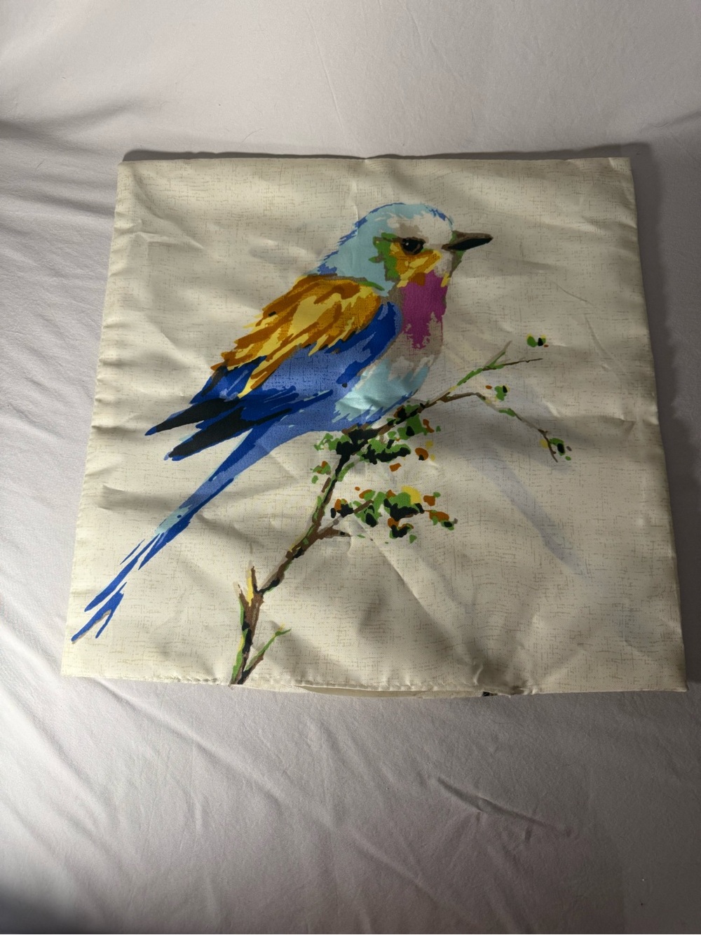 Source Unknown Colorful Bird Accent Pillow Cover in Blue, Yellow & Pink